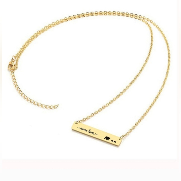Mama Bear stainless steel necklace and chain. Adjustable chain.  Gold - Picture 1 of 2